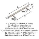 BAR PULLS 5-1/16 (128MM) CENTER-TO-CENTER SATIN NICKEL CABINET PULL 