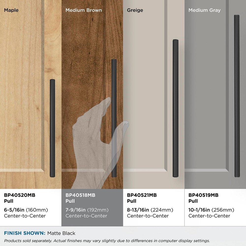 BAR PULLS 7-9/16 (192MM) CENTER-TO-CENTER MATTE BLACK CABINET PULL 