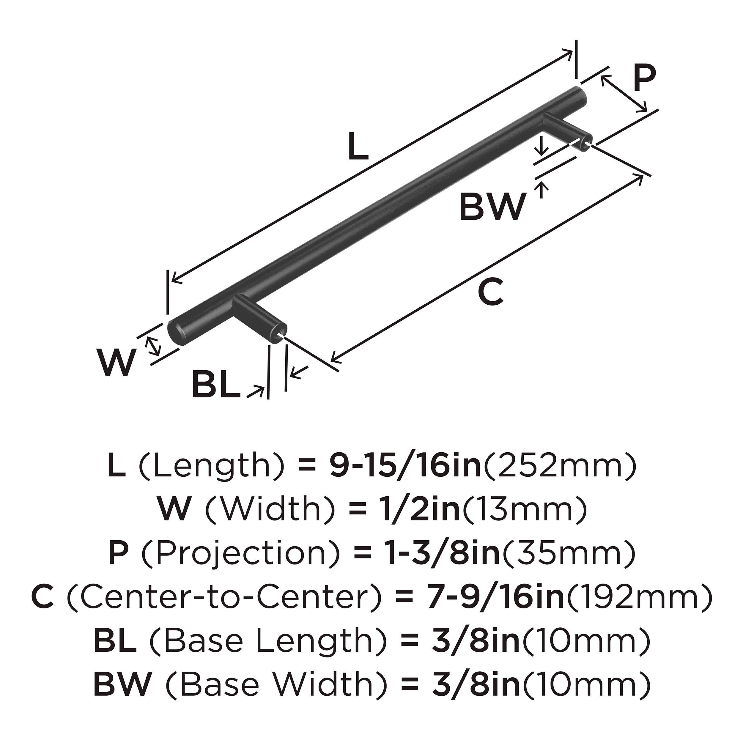 BAR PULLS 7-9/16 (192MM) CENTER-TO-CENTER MATTE BLACK CABINET PULL 