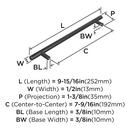 BAR PULLS 7-9/16 (192MM) CENTER-TO-CENTER MATTE BLACK CABINET PULL 