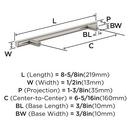 BAR PULLS 6-5/16 (160MM) CENTER-TO-CENTER SATIN NICKEL CABINET PULL 