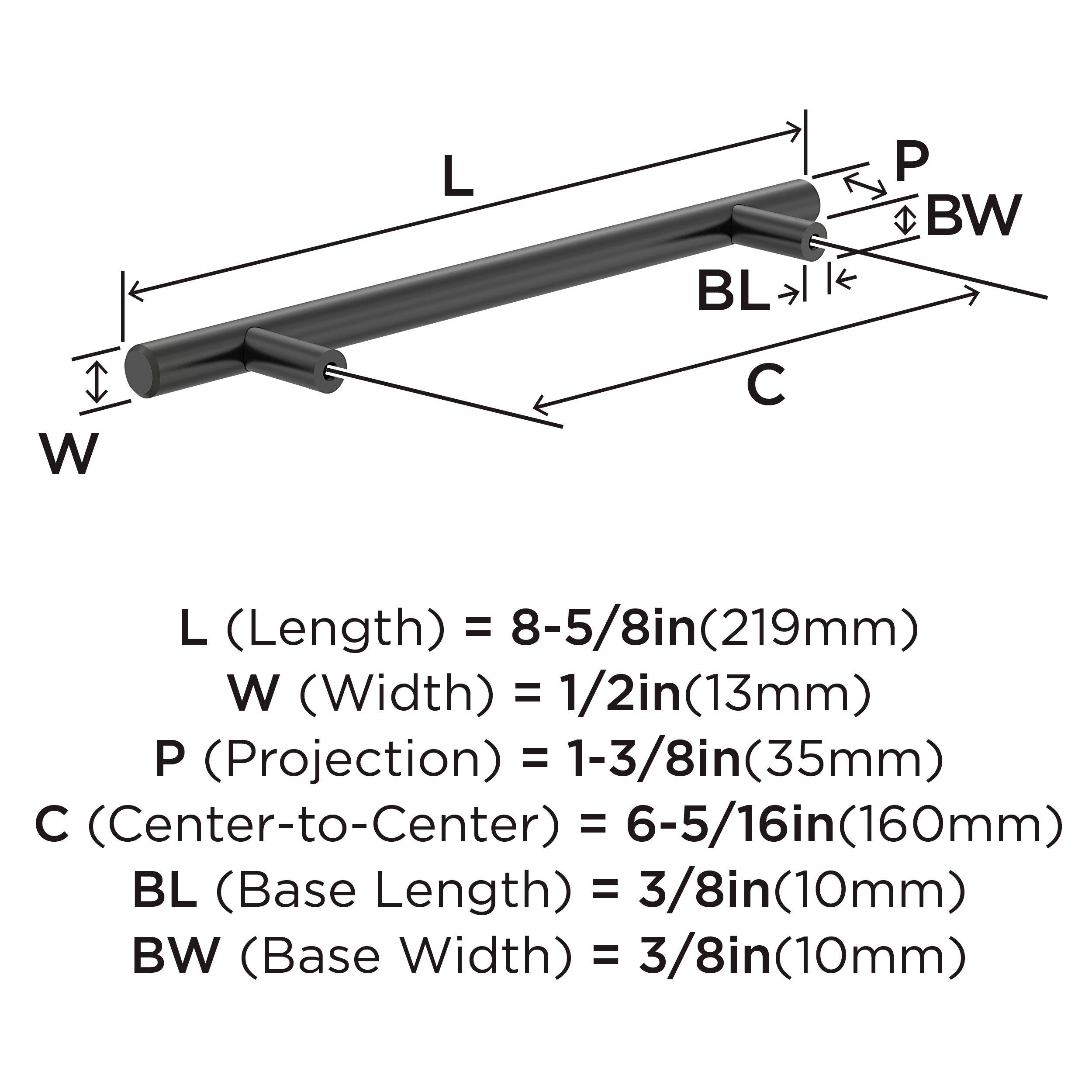 Amerock Matte Black 6-5/16 in. Center-to-Center Pull 