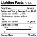 75W BR30 Incandescent Bulb Medium E-26 Base Dimmable 