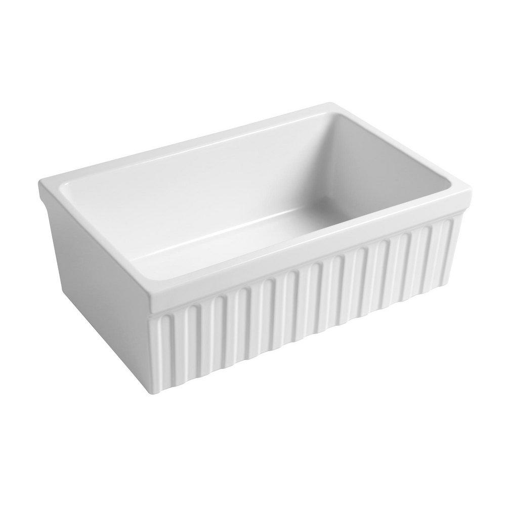 30 in. Farmhouse Fireclay Single Bowl Kitchen Sink in White 
