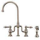 Two Handle Bridge Kitchen Faucet with Side Spray in Polished Nickel