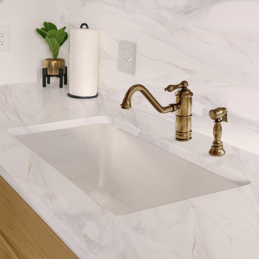 WHITEHAUS COLLECTION UNDERMOUNT/DROP-IN FIRECLAY KITCHEN SINKS STAINLESS STEEL GRID INCLUDED 