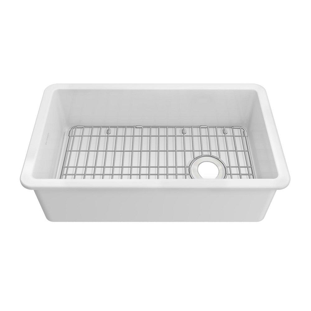 WHITEHAUS COLLECTION UNDERMOUNT/DROP-IN FIRECLAY KITCHEN SINKS STAINLESS STEEL GRID INCLUDED 
