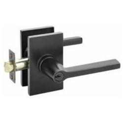 Left-Handed Single Cylinder Keyed Entry Lever Set in Flat Black