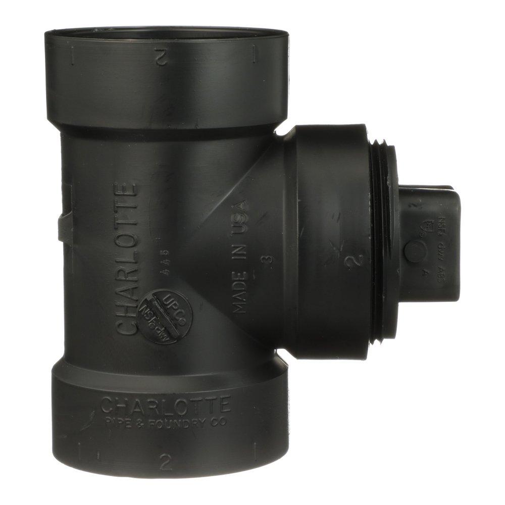 Black ABS DWV Flush Cleanout Tee With Plug 