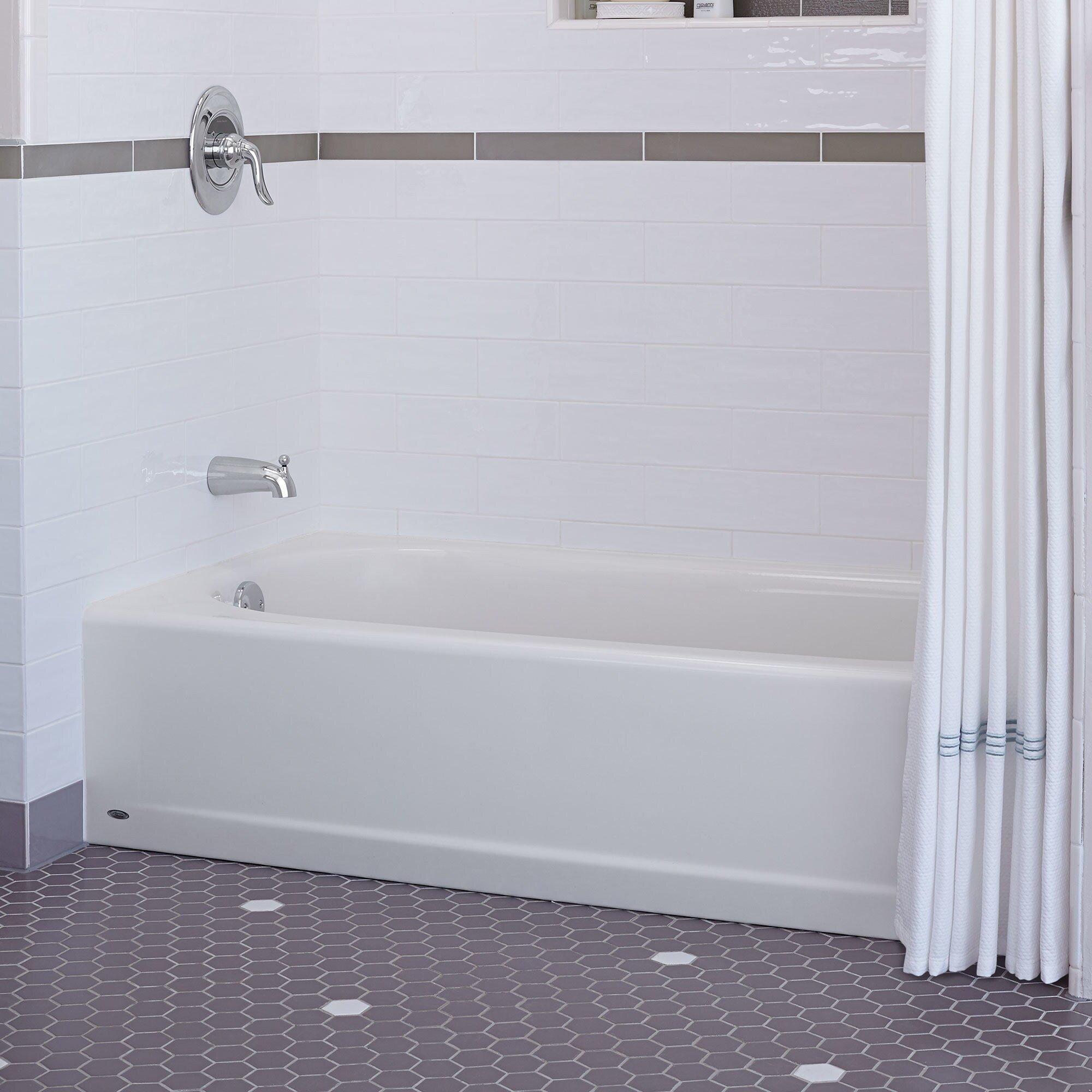 American Standard Bathing White 60 x 30 in. Soaker Alcove Bathtub Left Drain 