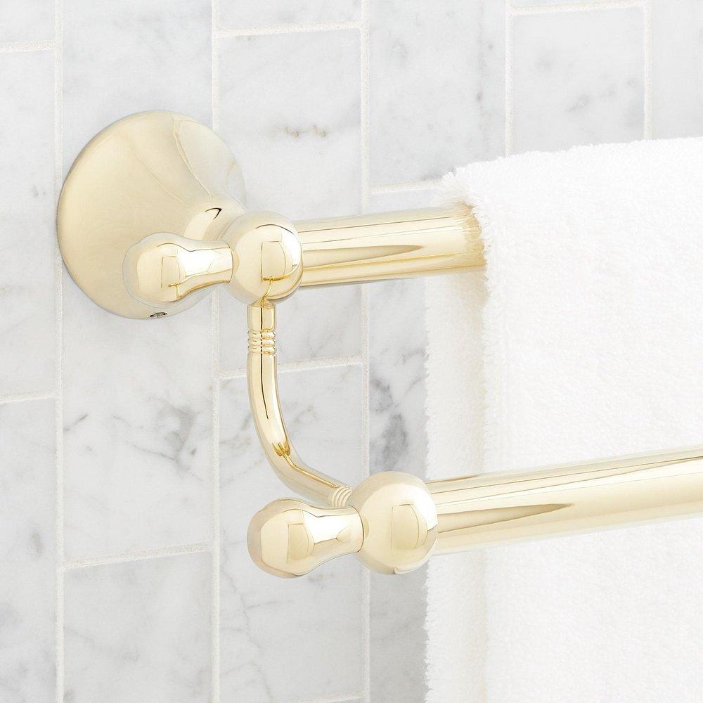 Signature Hardware Polished Brass 24 in. Double Towel Bar 