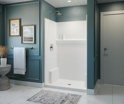 48 x 34 in. One Piece Shower Unit with Center Drain in White