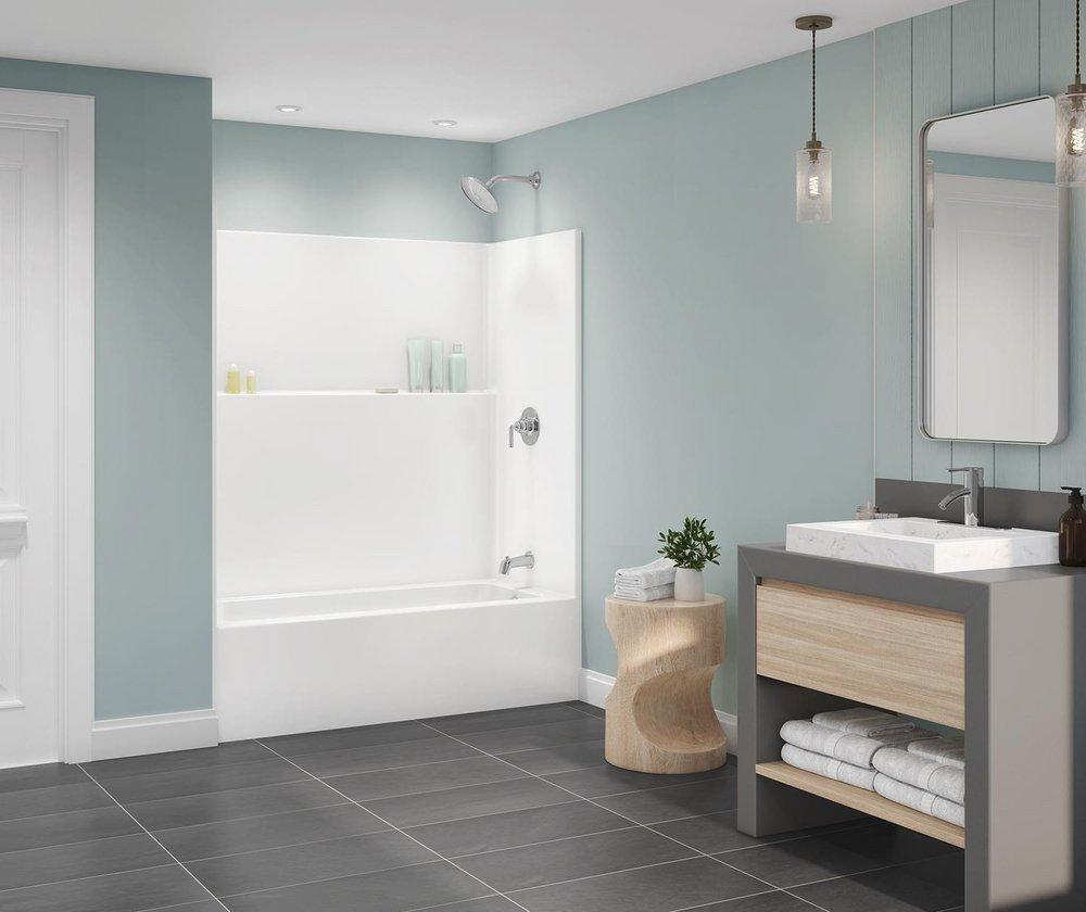 ICON TS6030 ACRYLX ALCOVE LEFT HAND DRAIN ONE-PIECE TUB SHOWER IN WHITE 