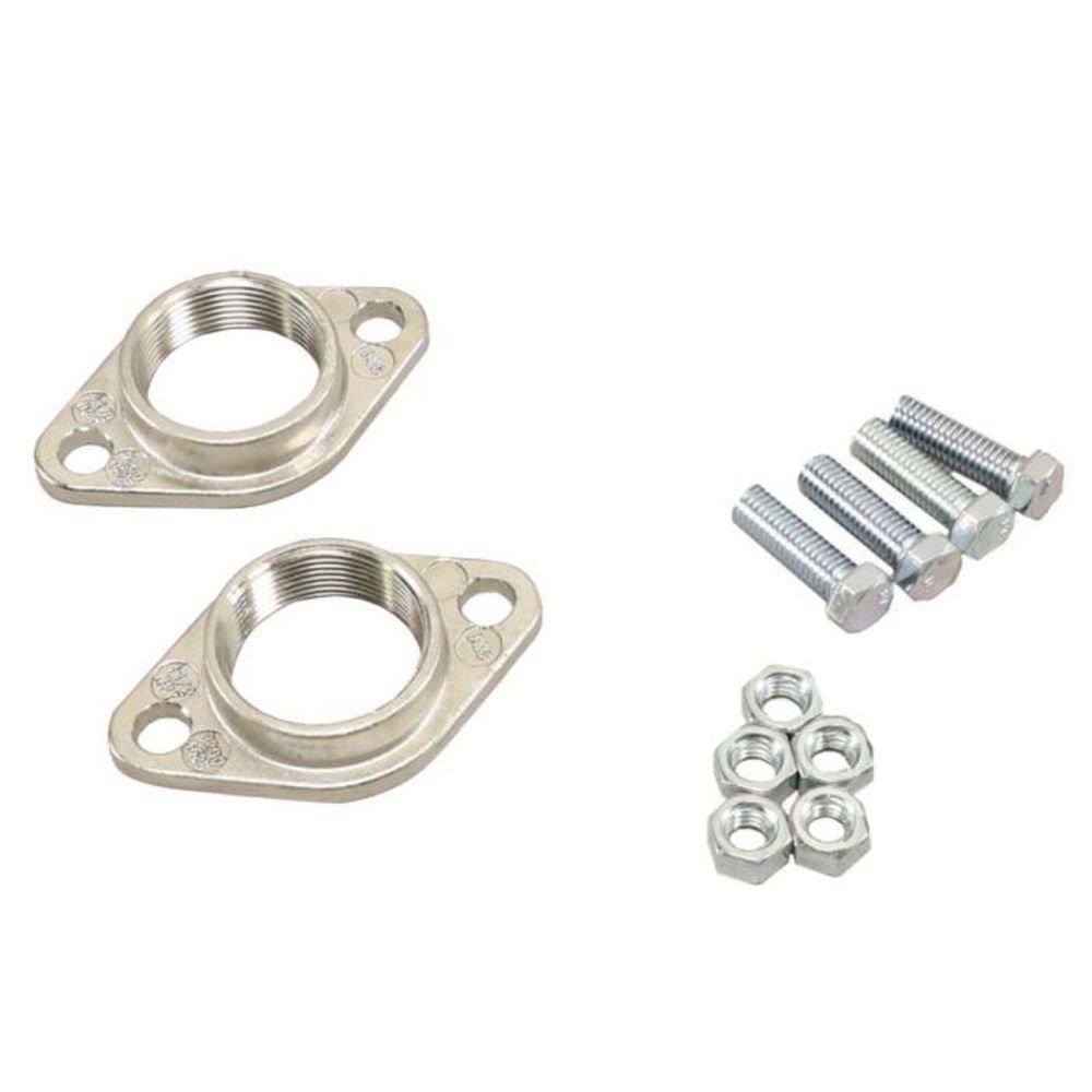 Set of (2) 1-1/2 in. Stainless Steel Pump Connector Flanges w/ FNPT Connections for Circulator and Booster Pumps 