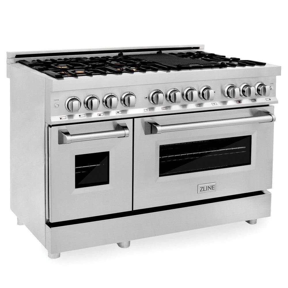 48 INCH WIDE 6 CU. FT. FREE STANDING DUAL FUEL RANGE WITH SEALED BURNERS AND KNOB CONTROLS 