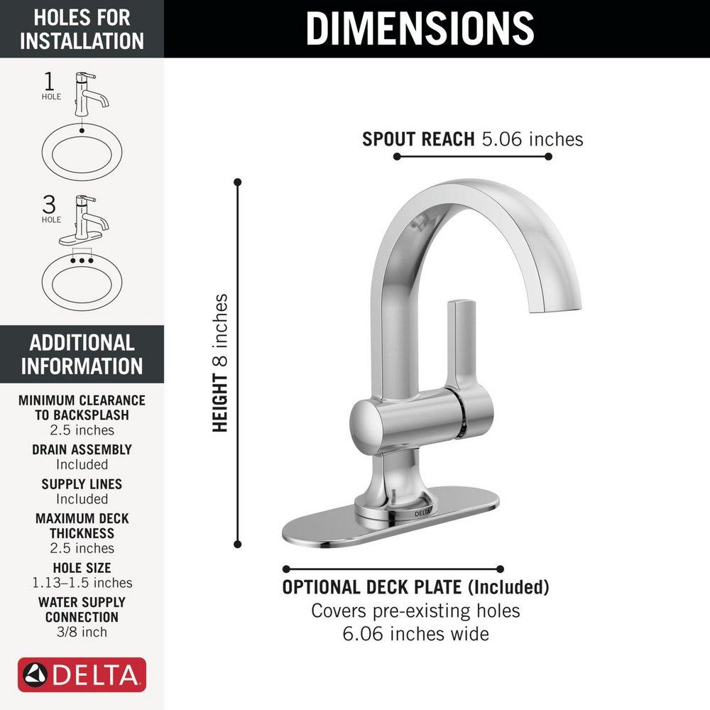 Single Handle Monoblock Bathroom Sink Faucet in Chrome 