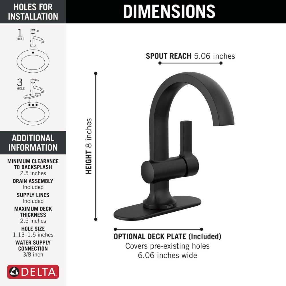 Single Handle Monoblock Bathroom Sink Faucet in Matte Black 