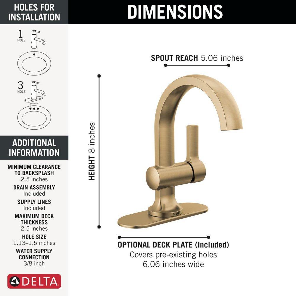 Single Handle Monoblock Bathroom Sink Faucet in Champagne Bronze 