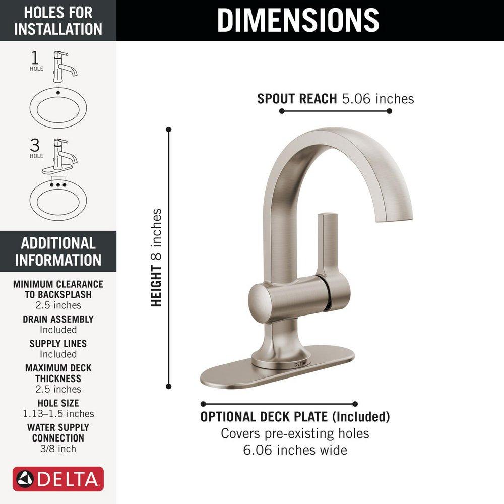 Single Handle Monoblock Bathroom Sink Faucet in SpotShield&reg; Brushed Nickel 