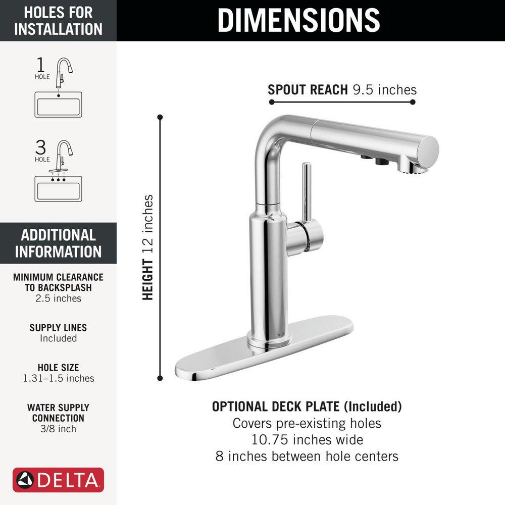 Single Handle Pull Out Kitchen Faucet in Chrome 