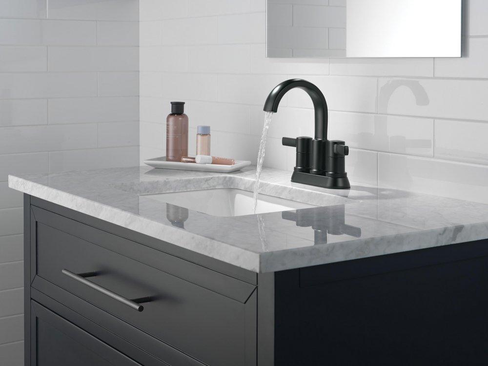 Two Handle Centerset Bathroom Sink Faucet in Matte Black 