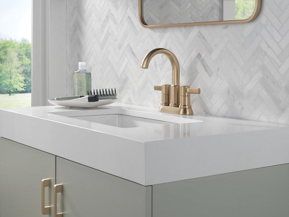 Two Handle Centerset Bathroom Sink Faucet in Champagne Bronze 