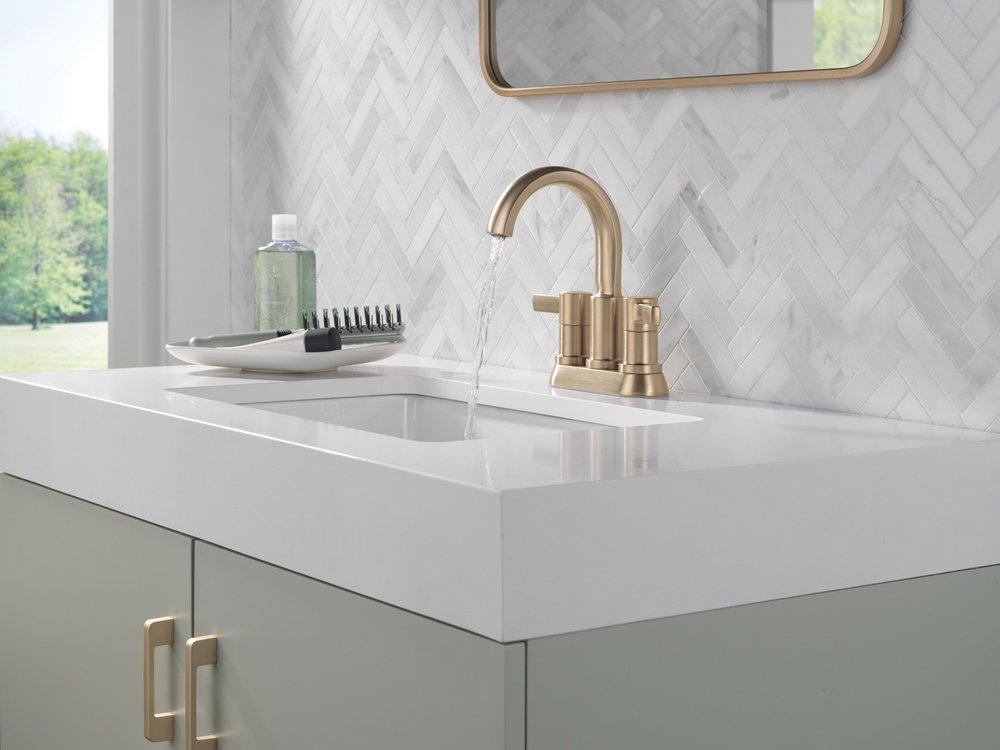 Two Handle Centerset Bathroom Sink Faucet in Champagne Bronze 
