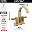 Two Handle Centerset Bathroom Sink Faucet in Champagne Bronze 