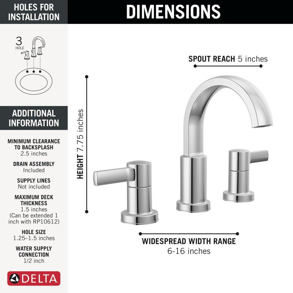 Two Handle Widespread Bathroom Sink Faucet in Chrome 
