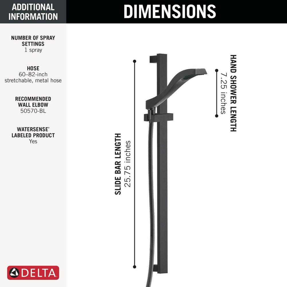 Delta Faucet Matte Black Single Function Hand Shower 