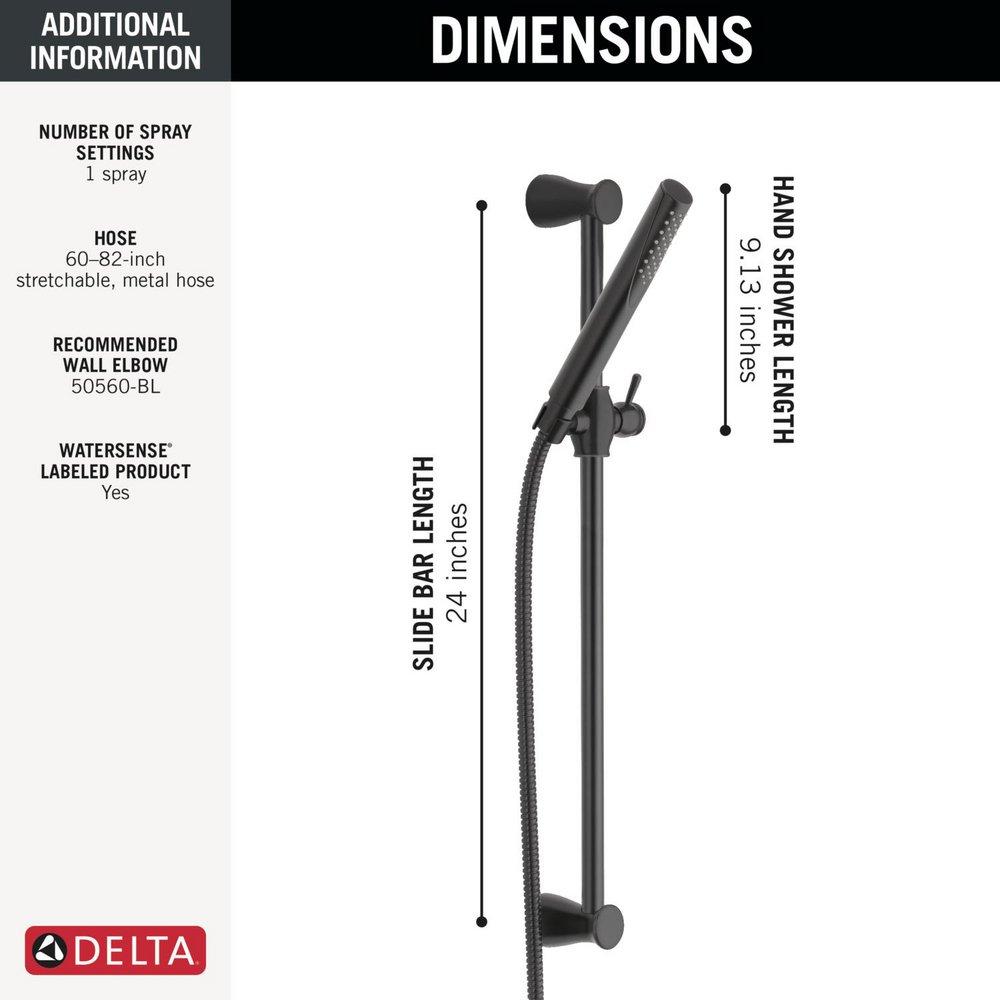 Delta Faucet Matte Black Single Function Hand Shower 