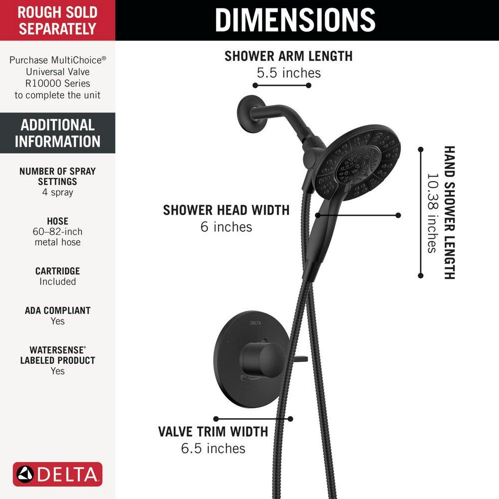 Delta Faucet Matte Black Single Handle Multi Function Shower Faucet (Trim Only) 