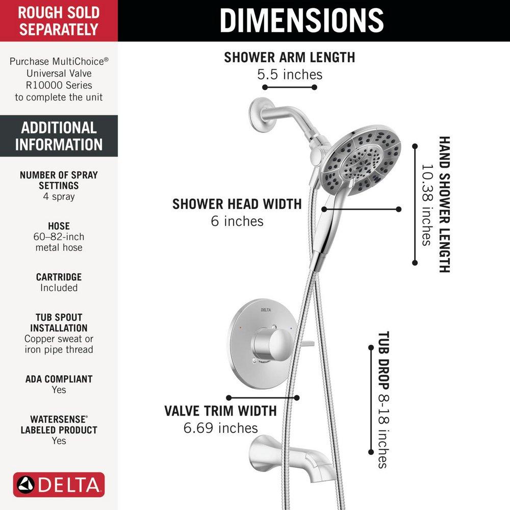Delta Faucet Chrome Single Handle Multi Function Bathtub & Shower Faucet (Trim Only) 