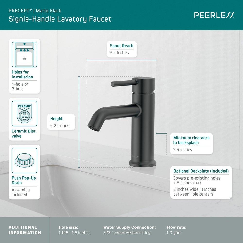 Single Handle Monoblock Bathroom Sink Faucet in Matte Black 