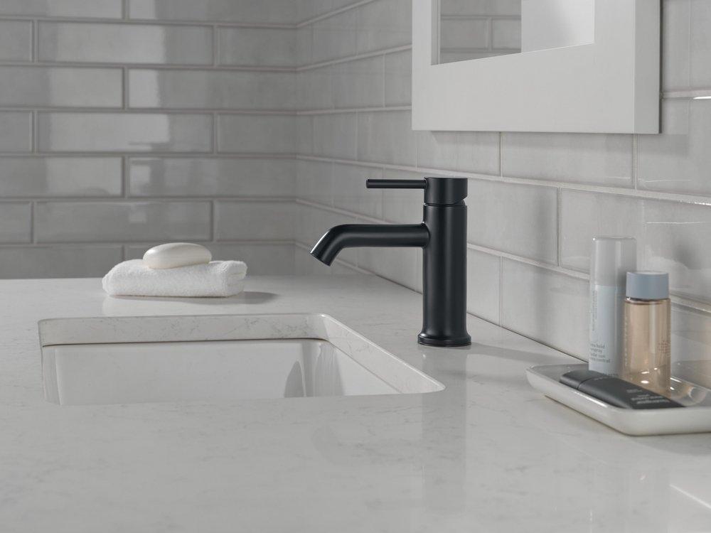 Single Handle Monoblock Bathroom Sink Faucet in Matte Black 