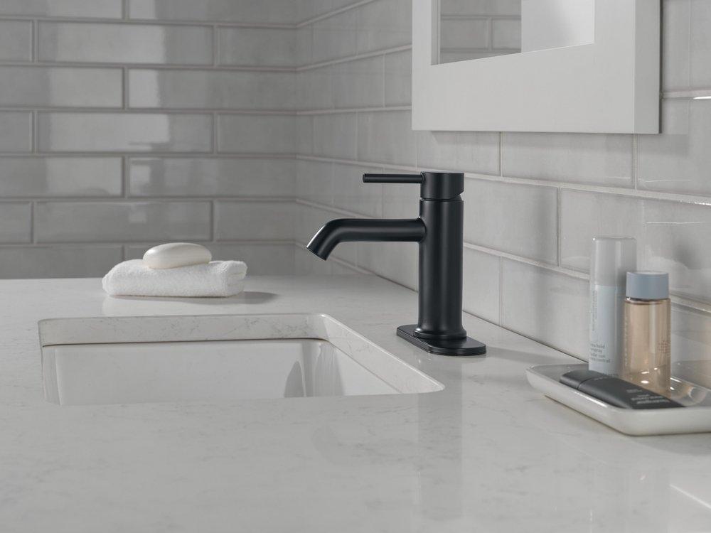 Single Handle Monoblock Bathroom Sink Faucet in Matte Black 