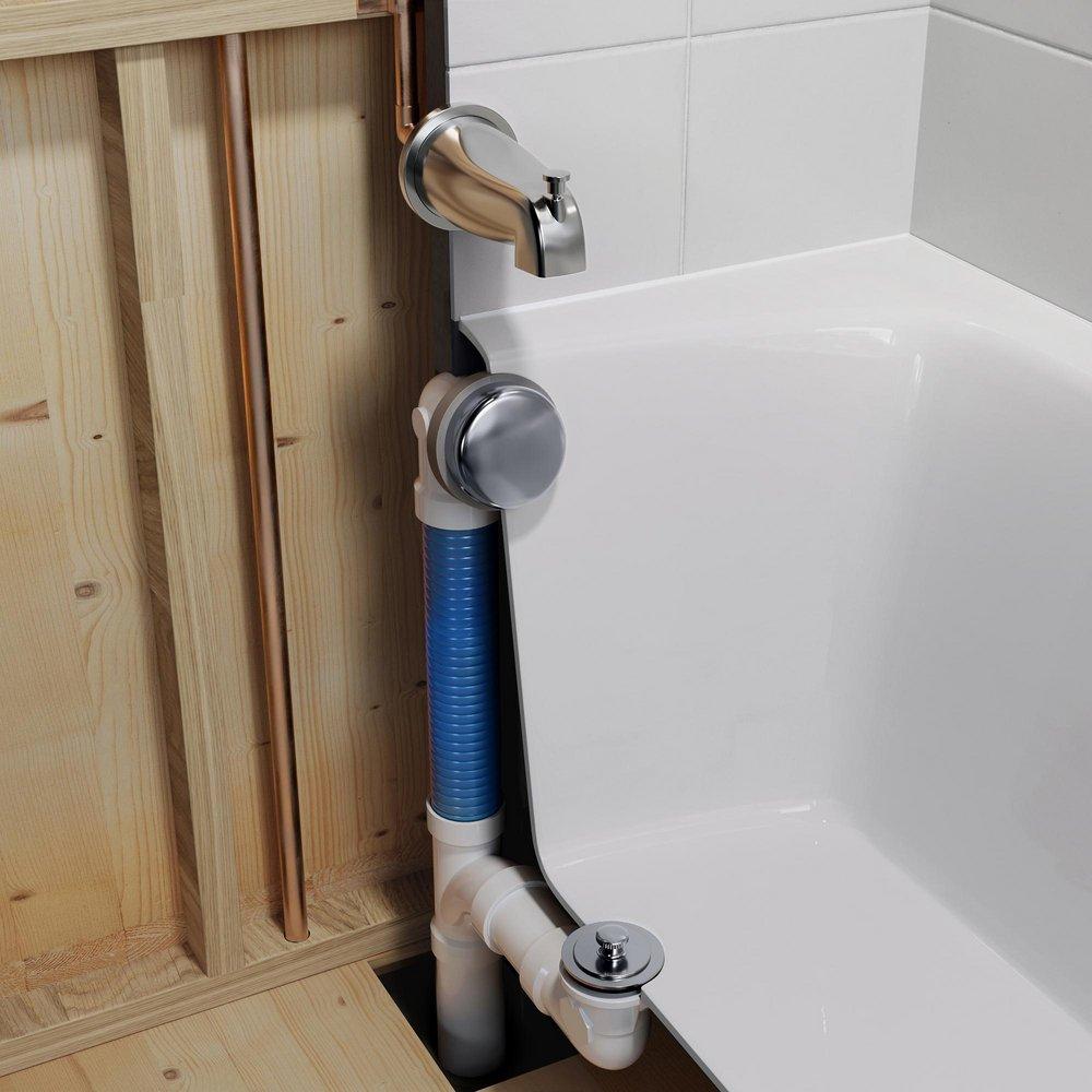 Jones Stephens Chrome Plated 16 in. Flexible Lift and Turn PVC Schedule 40 Full Bath Waste Kit with Quick Test 