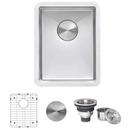 GRAVENA 14" UNDERMOUNT SINGLE BASIN 16 GAUGE STAINLESS STEEL KITCHEN SINK WITH BASIN RACK AND BASKET STRAINER 