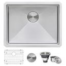 GRAVENA 23" UNDERMOUNT SINGLE BASIN 16 GAUGE STAINLESS STEEL KITCHEN SINK WITH BASIN RACK AND BASKET STRAINER 