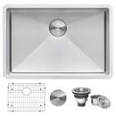 GRAVENA 26" UNDERMOUNT SINGLE BASIN 16 GAUGE STAINLESS STEEL KITCHEN SINK WITH BASIN RACK AND BASKET STRAINER 