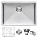 GRAVENA 26" UNDERMOUNT SINGLE BASIN 16 GAUGE STAINLESS STEEL KITCHEN SINK WITH BASIN RACK AND BASKET STRAINER 