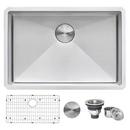 GRAVENA 28" UNDERMOUNT SINGLE BASIN 16 GAUGE STAINLESS STEEL KITCHEN SINK WITH BASIN RACK AND BASKET STRAINER 