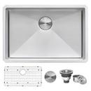 GRAVENA 28" UNDERMOUNT SINGLE BASIN 16 GAUGE STAINLESS STEEL KITCHEN SINK WITH BASIN RACK AND BASKET STRAINER 