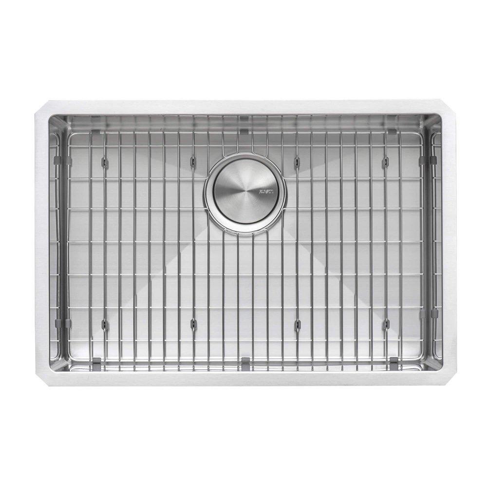 GRAVENA 28" UNDERMOUNT SINGLE BASIN 16 GAUGE STAINLESS STEEL KITCHEN SINK WITH BASIN RACK AND BASKET STRAINER 