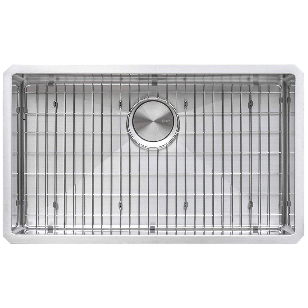 GRAVENA 30" UNDERMOUNT SINGLE BASIN 16 GAUGE STAINLESS STEEL KITCHEN SINK WITH BASIN RACK AND BASKET STRAINER 