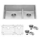 33" UNDERMOUNT DUAL BASIN STAINLESS STEEL KITCHEN SINK WITH SOUND DAMPENING 