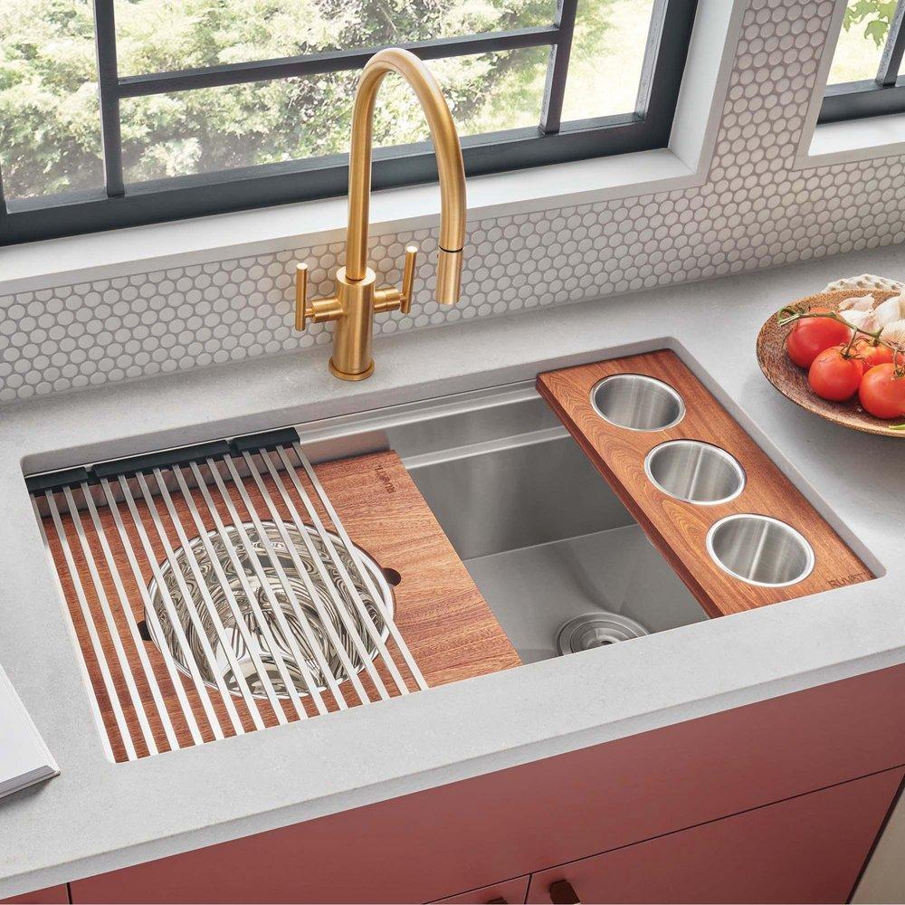 ROMA 33-1/2" UNDERMOUNT SINGLE BASIN STAINLESS STEEL KITCHEN SINK WITH SOUND DAMPENING 