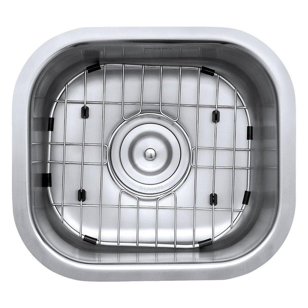 PARMI 13" UNDERMOUNT SINGLE BASIN 16 GAUGE STAINLESS STEEL KITCHEN SINK WITH BASIN RACK AND BASKET STRAINER 