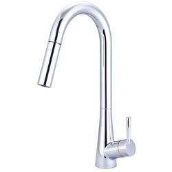 Single Handle Pull Down Kitchen Faucet in Polished Chrome