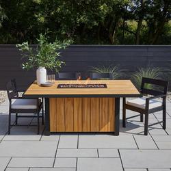 BODHI 73 INCH WIDE 55,000 BTU FREE STANDING LIQUID PROPANE RECTANGULAR TABLE FIRE PIT WITH LID AND STORAGE COVER